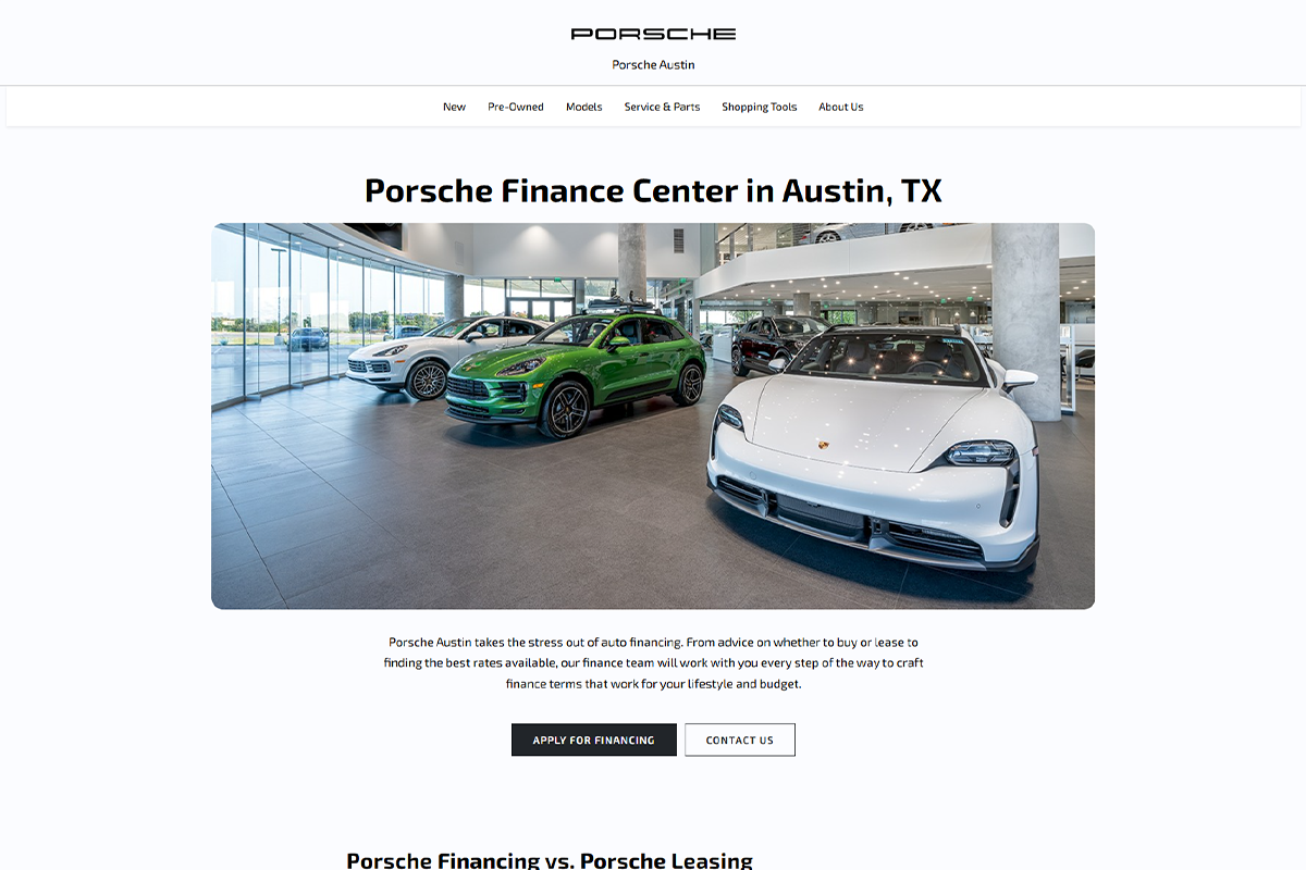 Finance Center - Porsche Austin